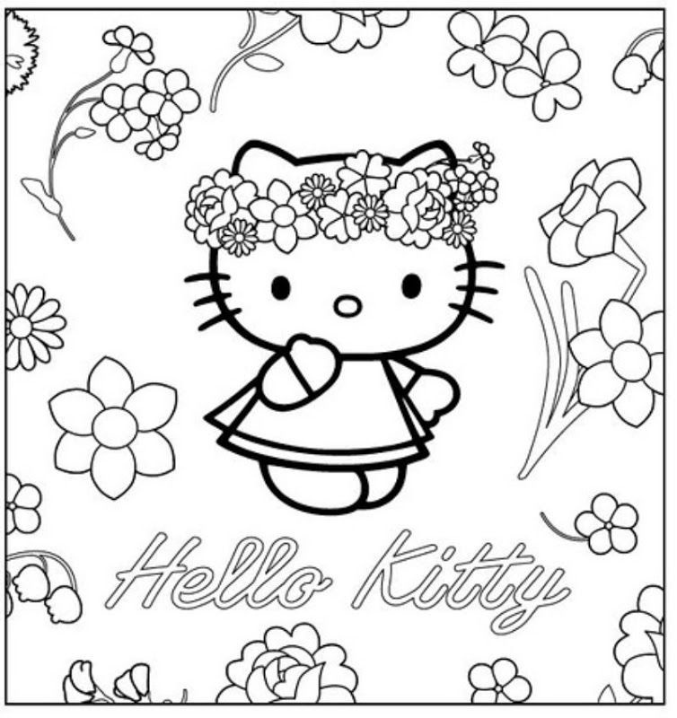 Hello Kitty hippie - free coloring pages