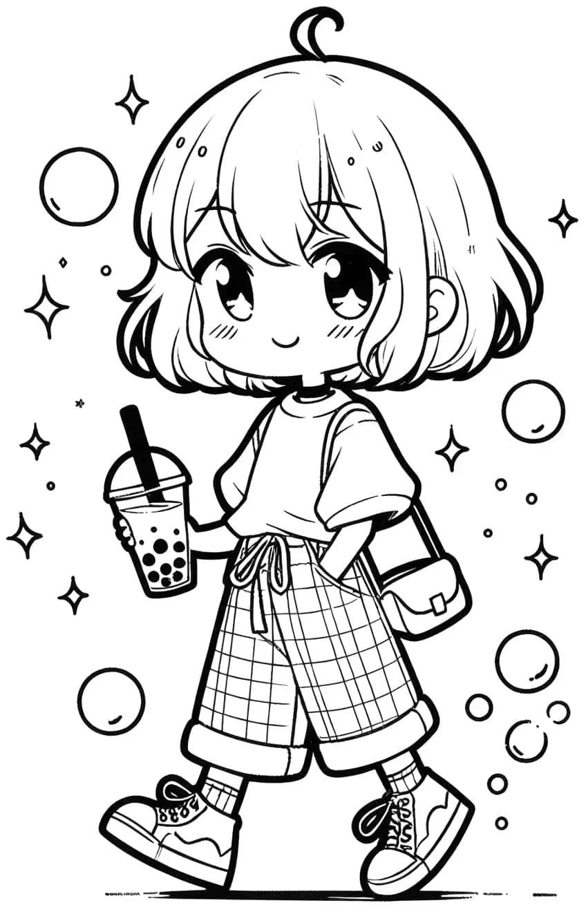 10+ Free Printable Kawaii Chibi Coloring Pages for Stress Relief