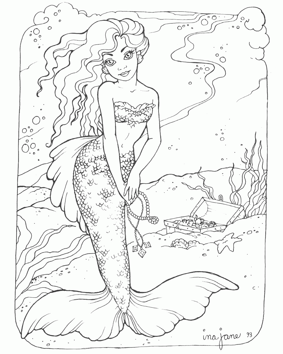 easy mermaid coloring pages printable jpg