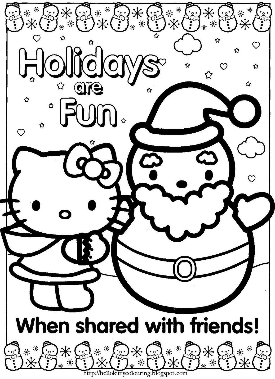 festive hello kitty christmas coloring pages printable jpg