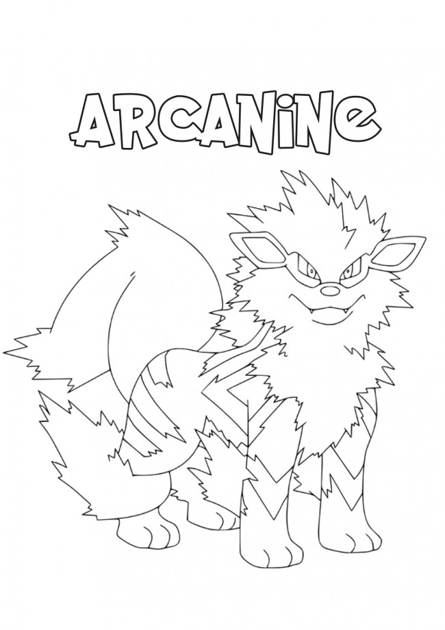 legendary arcanine coloring page printable jpg