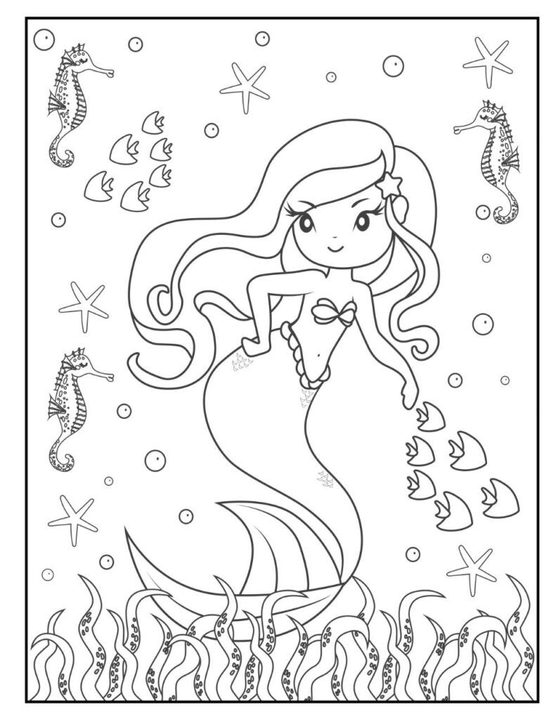 aesthetic mermaid coloring pages printable jpg