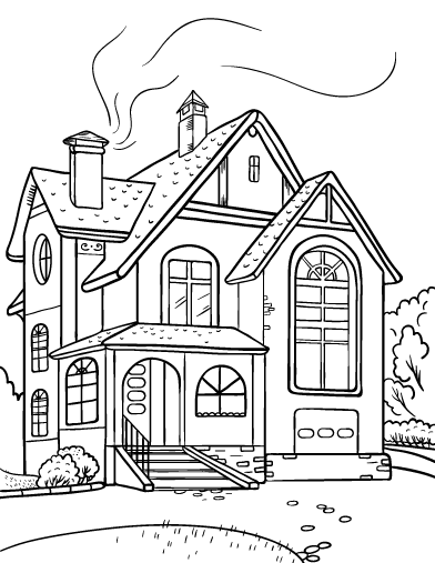 house with flowers coloring pages printable jpg