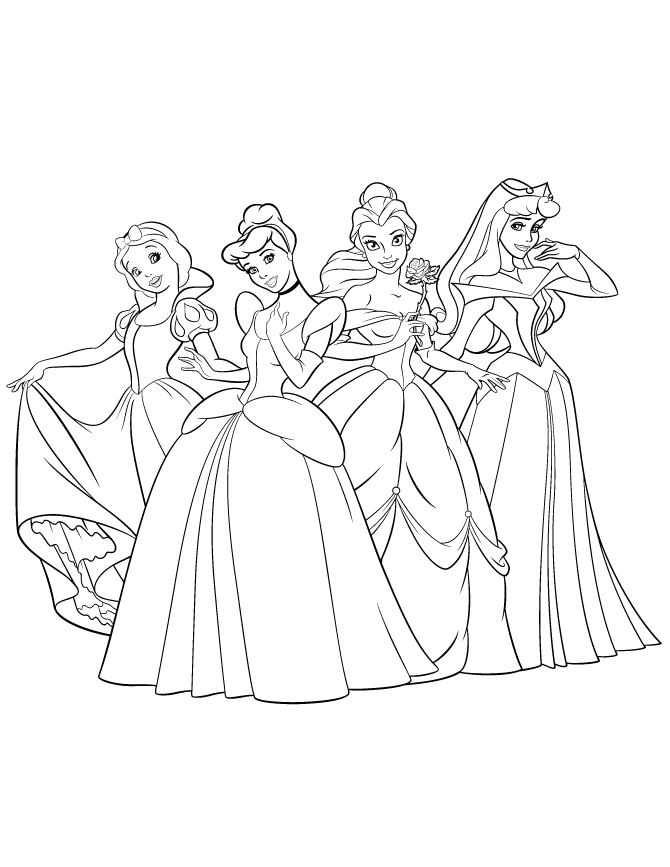 ultimate disney princess group coloring pages printable jpg