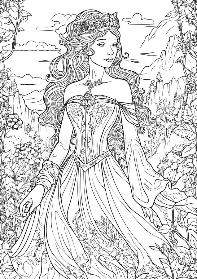 aesthetic princess coloring book pages printable jpg