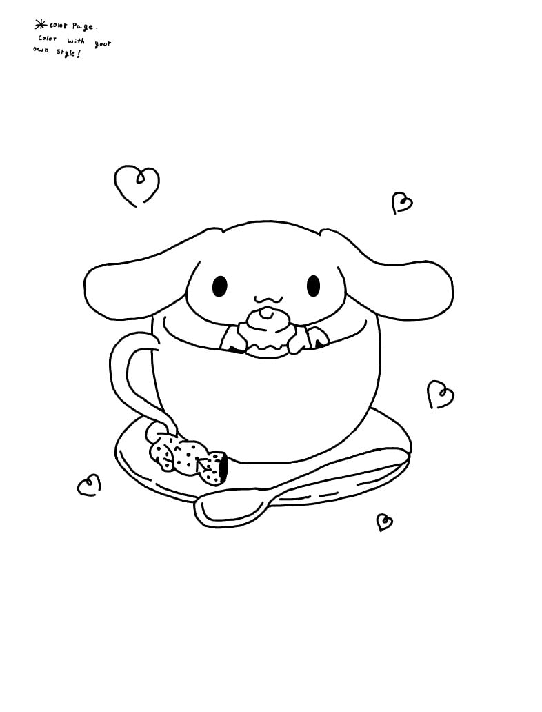 interactive cinnamoroll coloring printable jpg