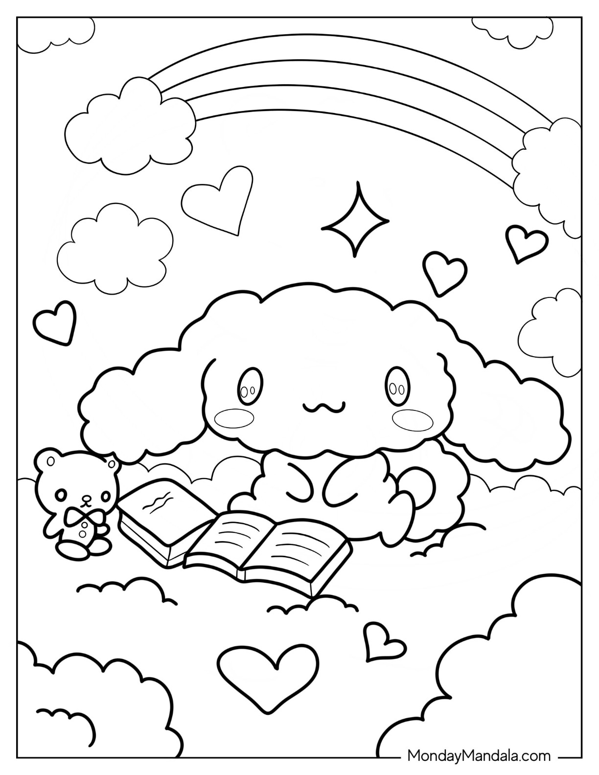 colorful cinnamoroll coloring printable jpg