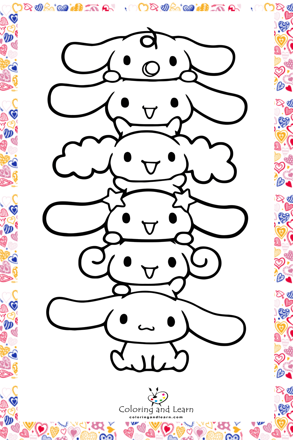 colorful cinnamoroll coloring printable jpg