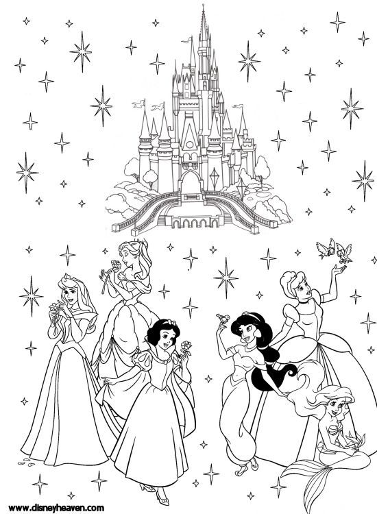 new disney princess group coloring pages printable jpg