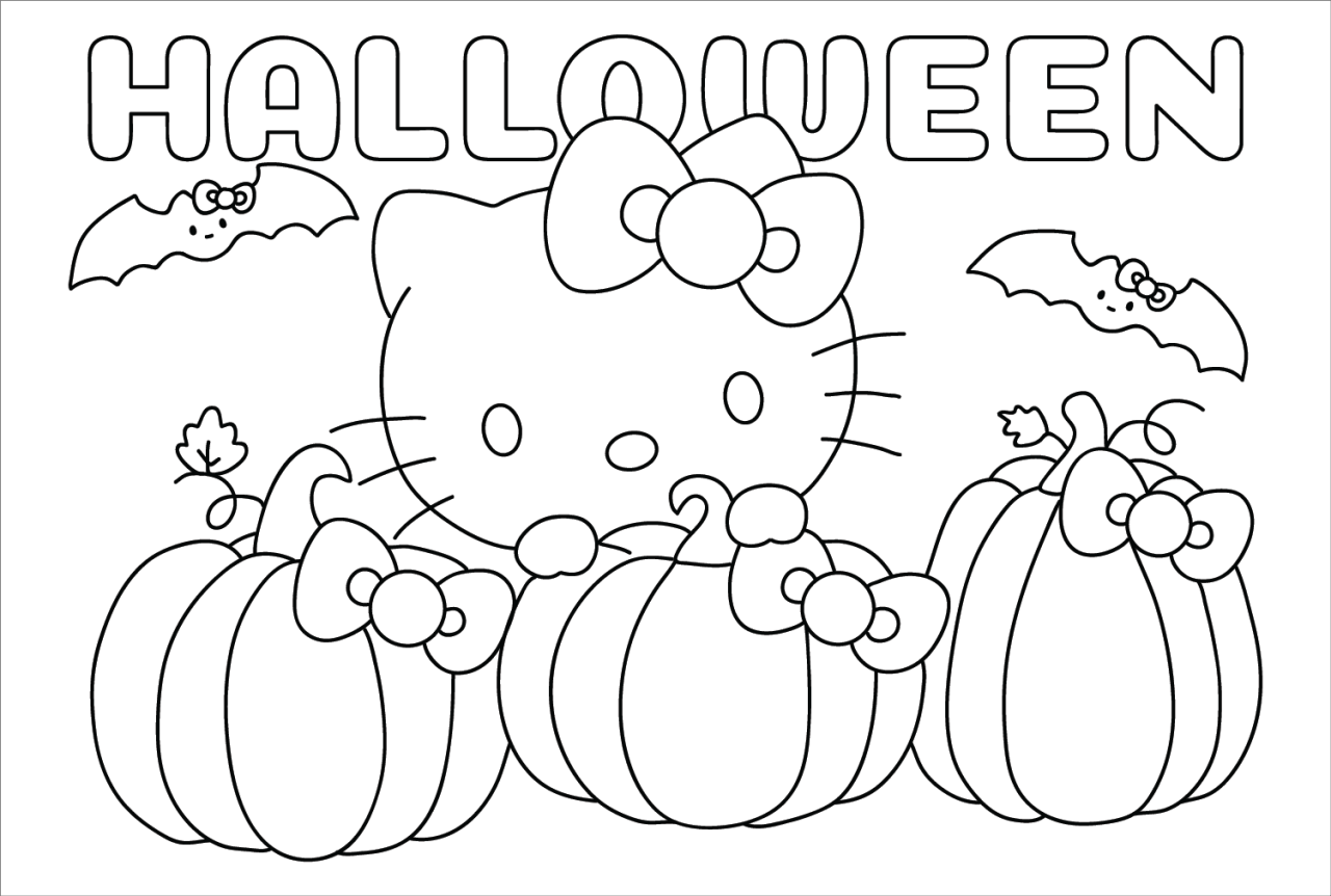 10 Spooktacular Hello Kitty Coloring Pages for Halloween Fun