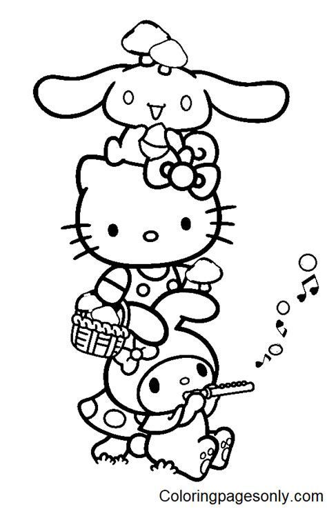 Trendy Cinnamoroll Hello Kitty Coloring Page