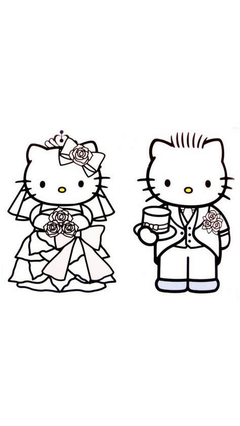 Hello Kitty Y Su Novio Para Colorear