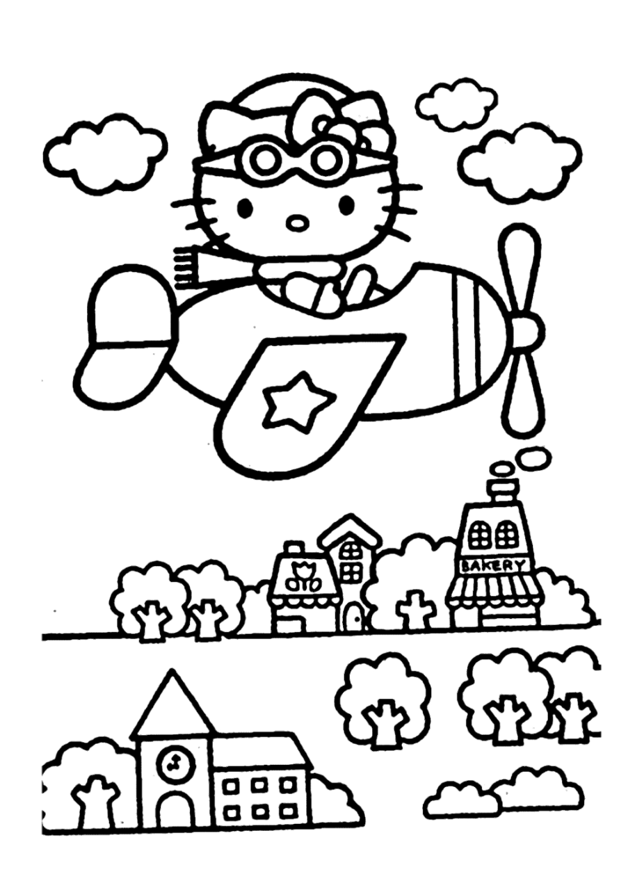 Hello Kitty Flying Coloring Pages- Free Printable Coloring Pages for Kids