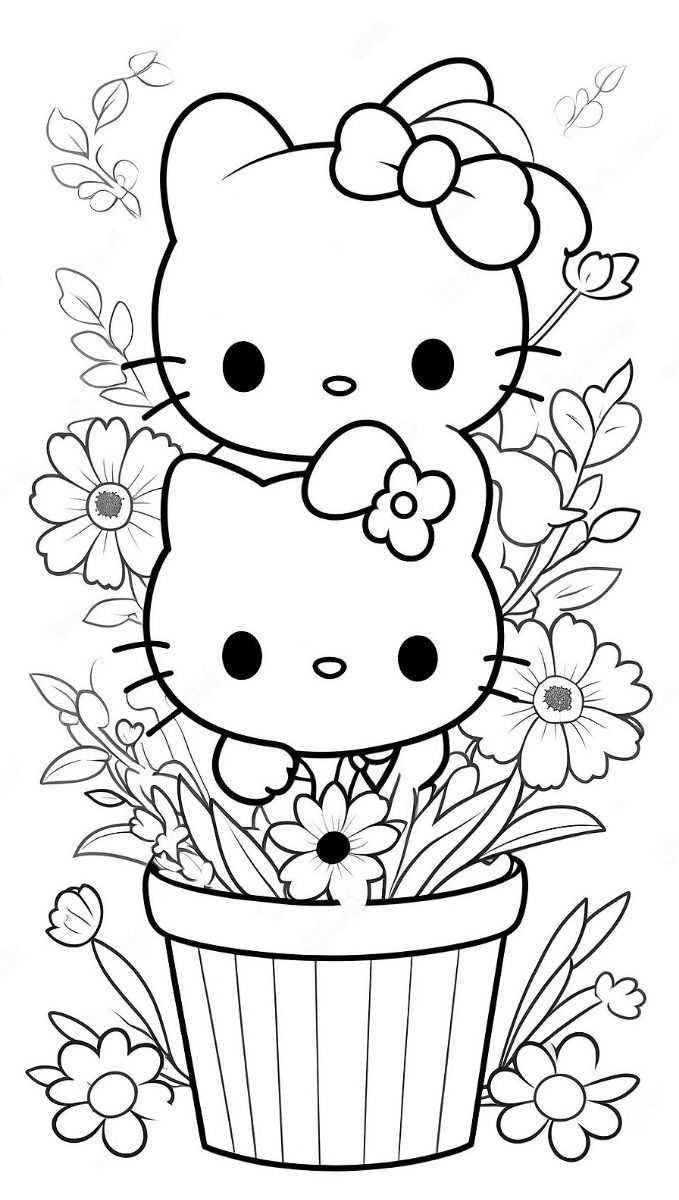 Two Hello Kitty Coloring Pages For Kids