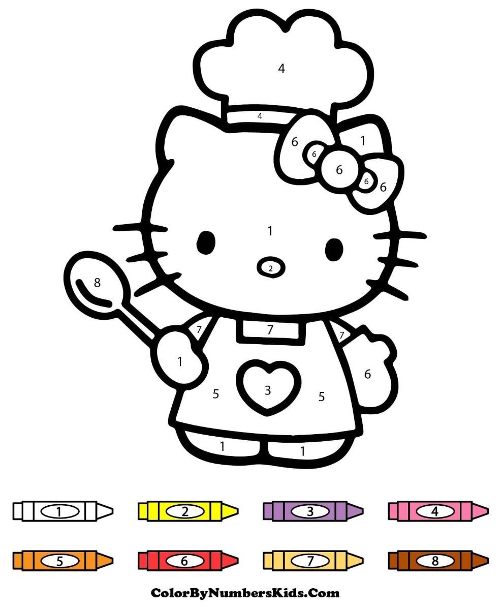 Printable Hello Kitty Color By Number Worksheet