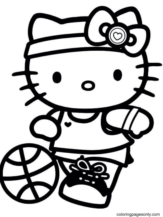 10 Basketball Hello Kitty Coloring Pages for Kids and Adults