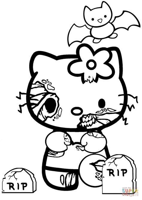 Hello Kitty Zombie Coloring Page