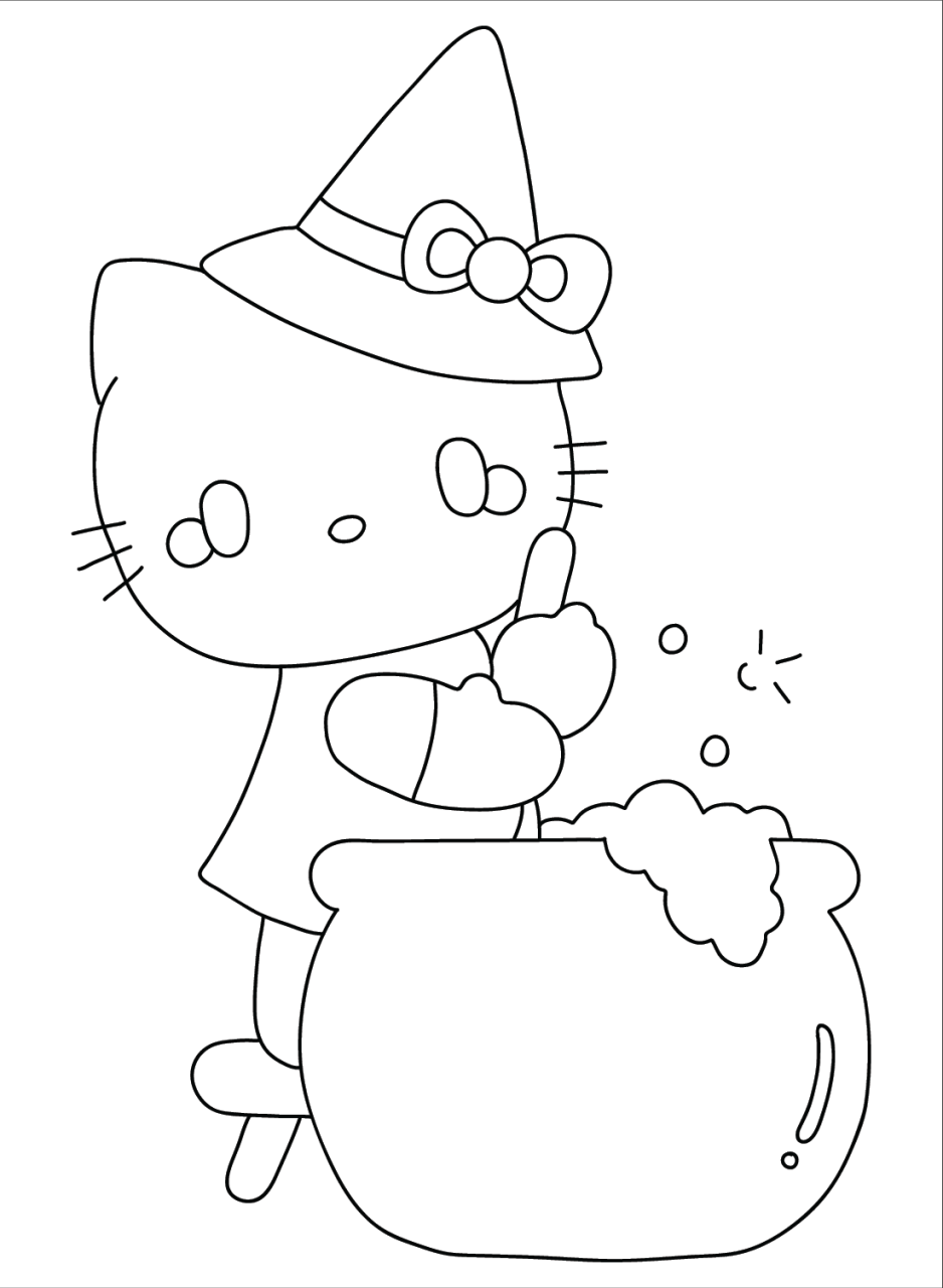 Halloween Hello Kitty Cute Coloring Pages- Free Printable Coloring Pages