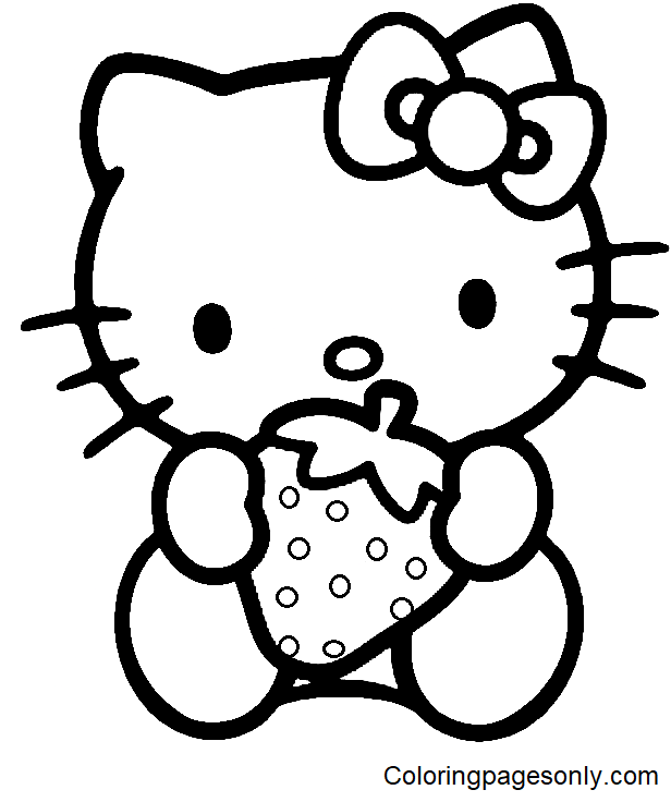 10 Enchanting Hello Kitty Coloring Pages with Strawberries: A Sweet Treat for Your Little Ones