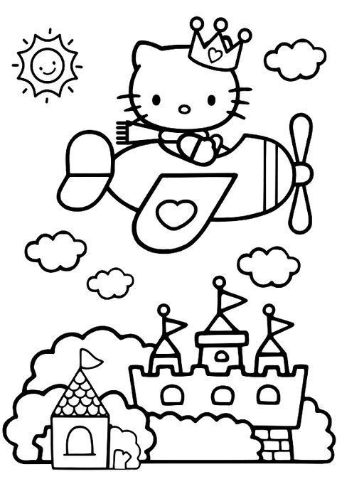 Hello Kitty Plane Coloring Pages- Free Printable Coloring Pages Coloring pages #